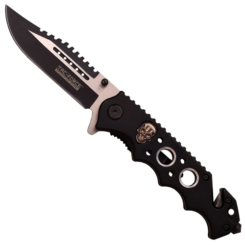 Master Cutlery Tac-Force Black & Brushed Blade Folding Knife