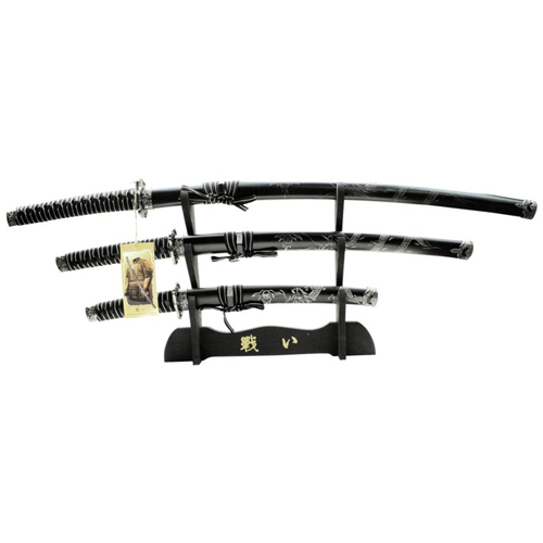 YK-58D4 Carbon Steel Blade 3 Pcs Samurai Sword Set