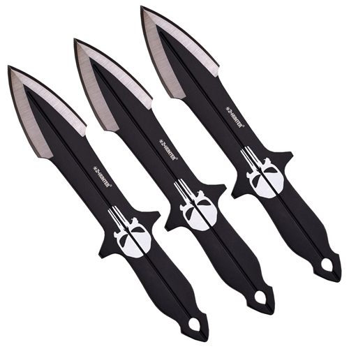 Z Hunter Black & Silver Blade Throwing Knife 3 Pcs Set