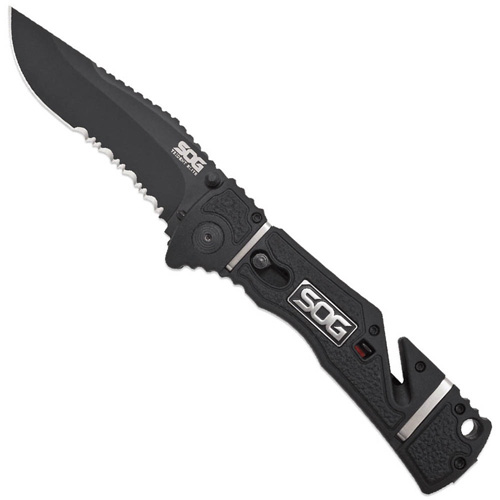 SOG Trident Elite Partially Black TiNi Folding Knife