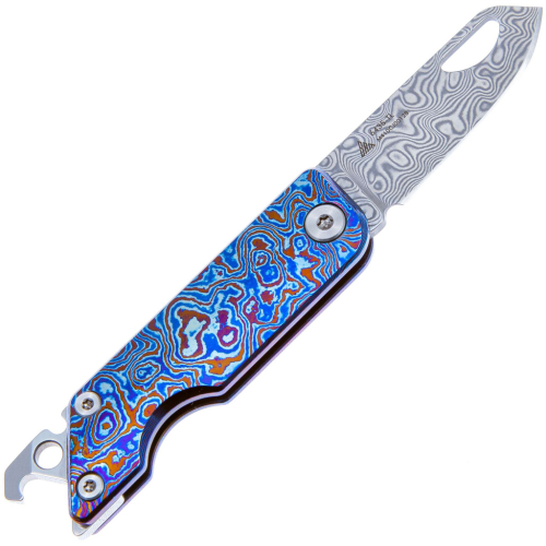 SRM 6435-TL Folding Knife TC4 Damascus Pattern Handle