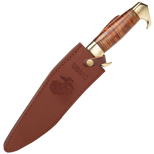 USMC Stacked Leather Handle Kukri Knife