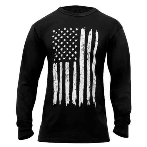 US Flag Long Sleeve T-Shirt - Black