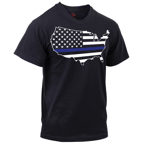 Ultra Force Thin Blue Line Short Sleeve America Map T-Shirt
