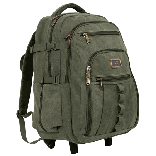 Ultra Force Olive Drab Rolling Canvas Backpack 
