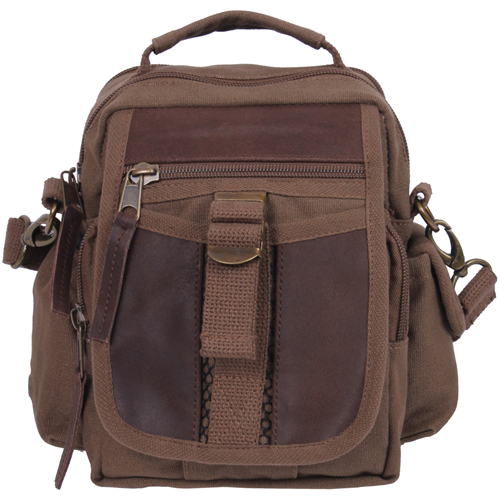 Canvas and Leather Travel Shoulder Bag