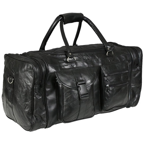 Ultra Force Black Leather Patch Work Duffle Bag