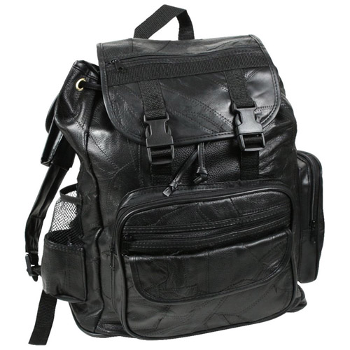 Ultra Force Black Leather Patch Work Backpack