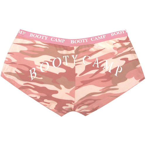 Womens Baby Pink Camo Booty Camp Booty Shorts