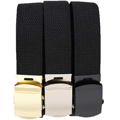 54 Inch Military Web Belts in 3 Pack - Black