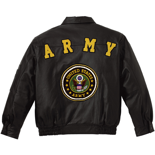 Ultra Force Black Army Logo Leather Jacket