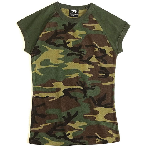 Womens Short Sleeve Camo Raglan T-Shirt