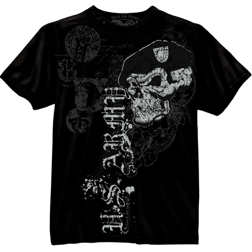 Black Ink U.S. Army Skull with Beret T-Shirt