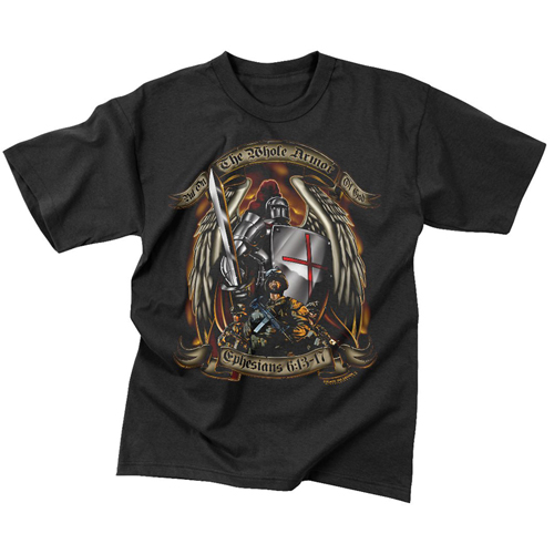 Mens Black Ink Put On The Whole Armor Of God T-Shirt