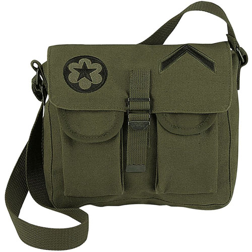 Canvas Ammo Shoulder Bag with Military Patches