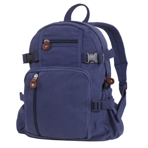 Ultra Force Vintage Canvas Compact Backpack - Navy Blue