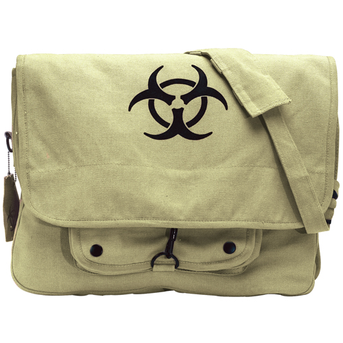 Vintage Canvas Paratrooper Bag with Bio-Hazard Symbol