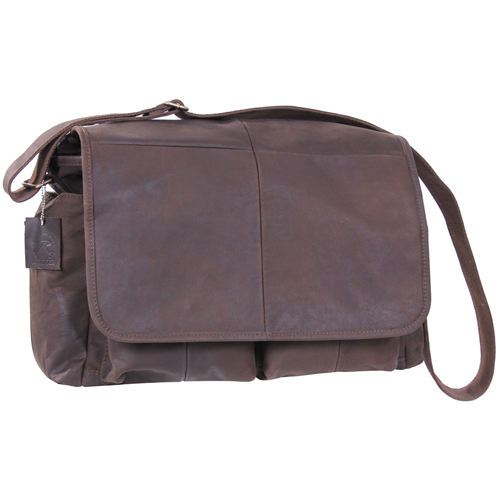 Brown Leather Classic Messenger Bag | Camouflage.ca