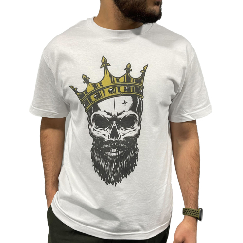 Crown Gun Custom Printed T-Shirt - White 