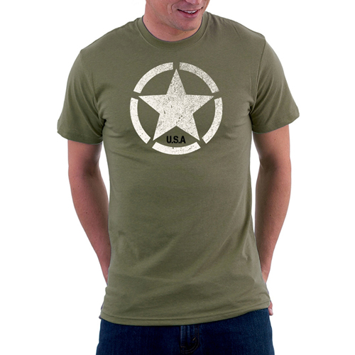 Star Custom Printed Olive Green T-shirt
