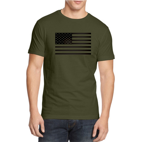 USA FlagCustom Printed Olive T-shirt