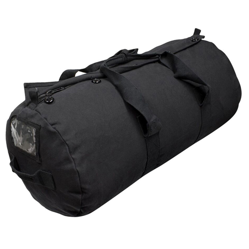 Paratroop Button Flap Duffle Bag - Black