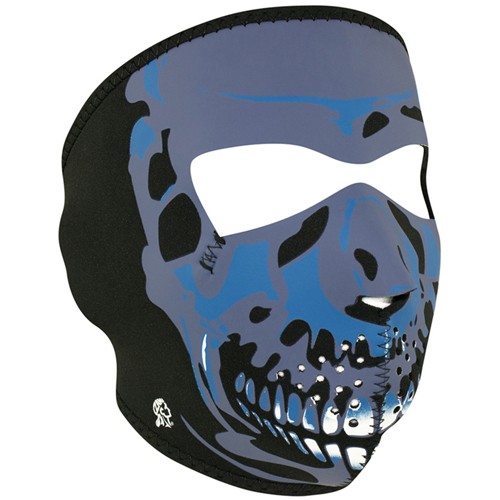 Zan Headgear Neoprene Blue Chrome Skull Face Mask