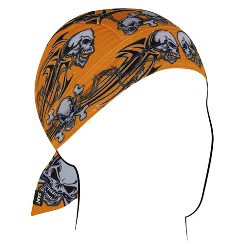 Zan Headgear Orange Tribal Skull Flydanna 