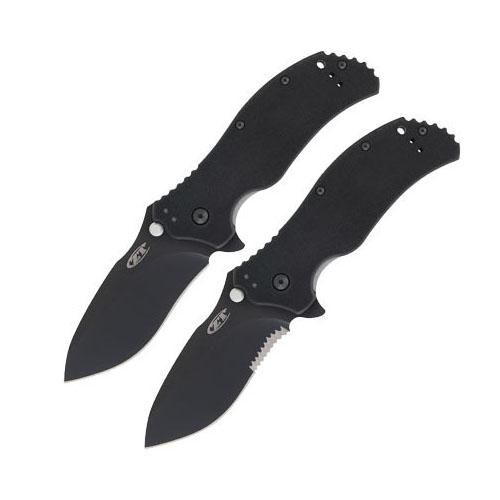 Black Serrated Clam Pack Folding Knife