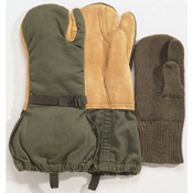 G.I. Surplus Leather Trigger Finger Mittens With Liner